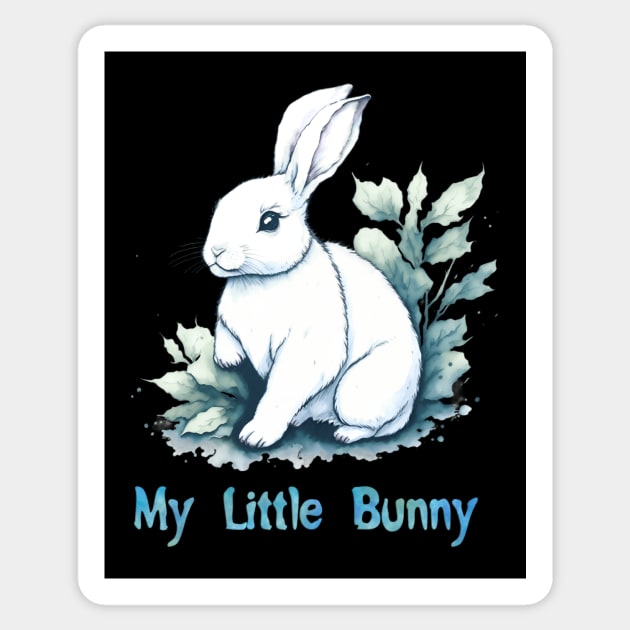 Cute white bunny Sticker by Shy Elf Designer